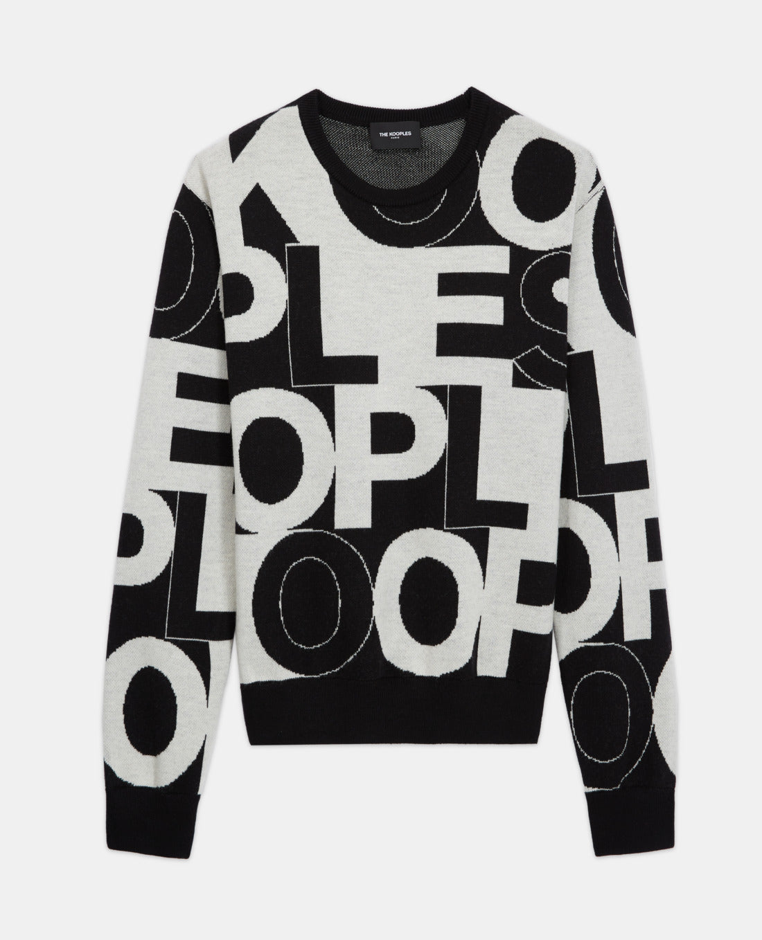 Merino Sweater With The Kooples Logo | Women | Black x White