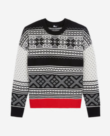 Patterned Wool Sweater | Women | Black Red Off White