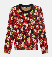 Floral Print Wool Sweater | Women | Dark Red