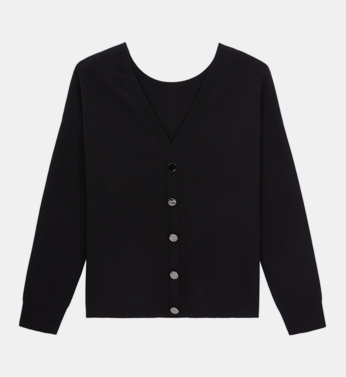 Ecru Sweater With Buttoning On The Back | Women | Black