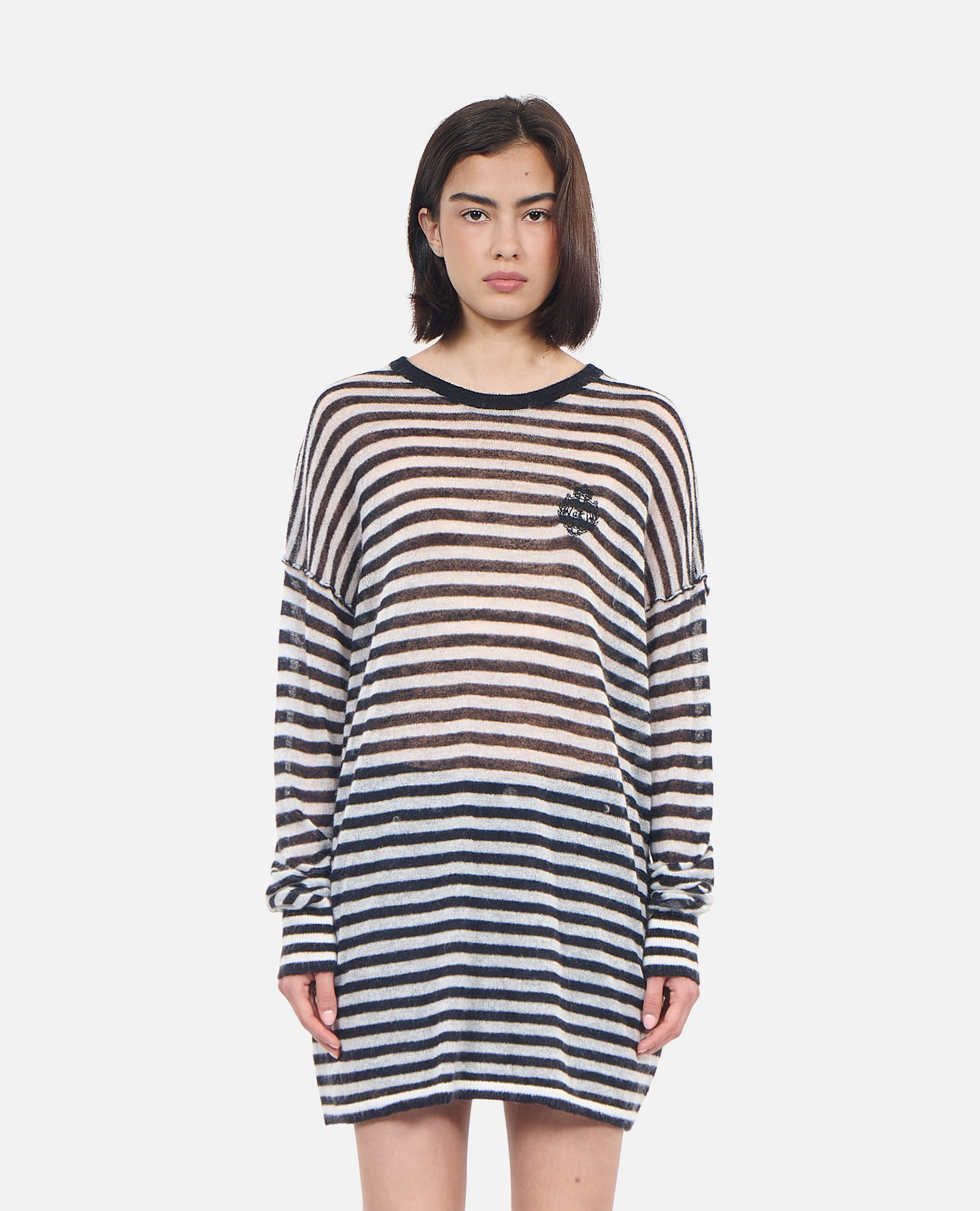 Striped Mohair And Wool Sweater | Women | Black x White