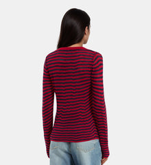 Striped Mohair Sweater | Women | Red x Blue