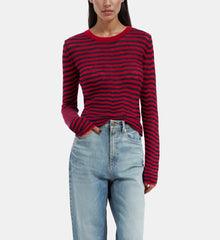 Striped Mohair Sweater | Women | Red x Blue