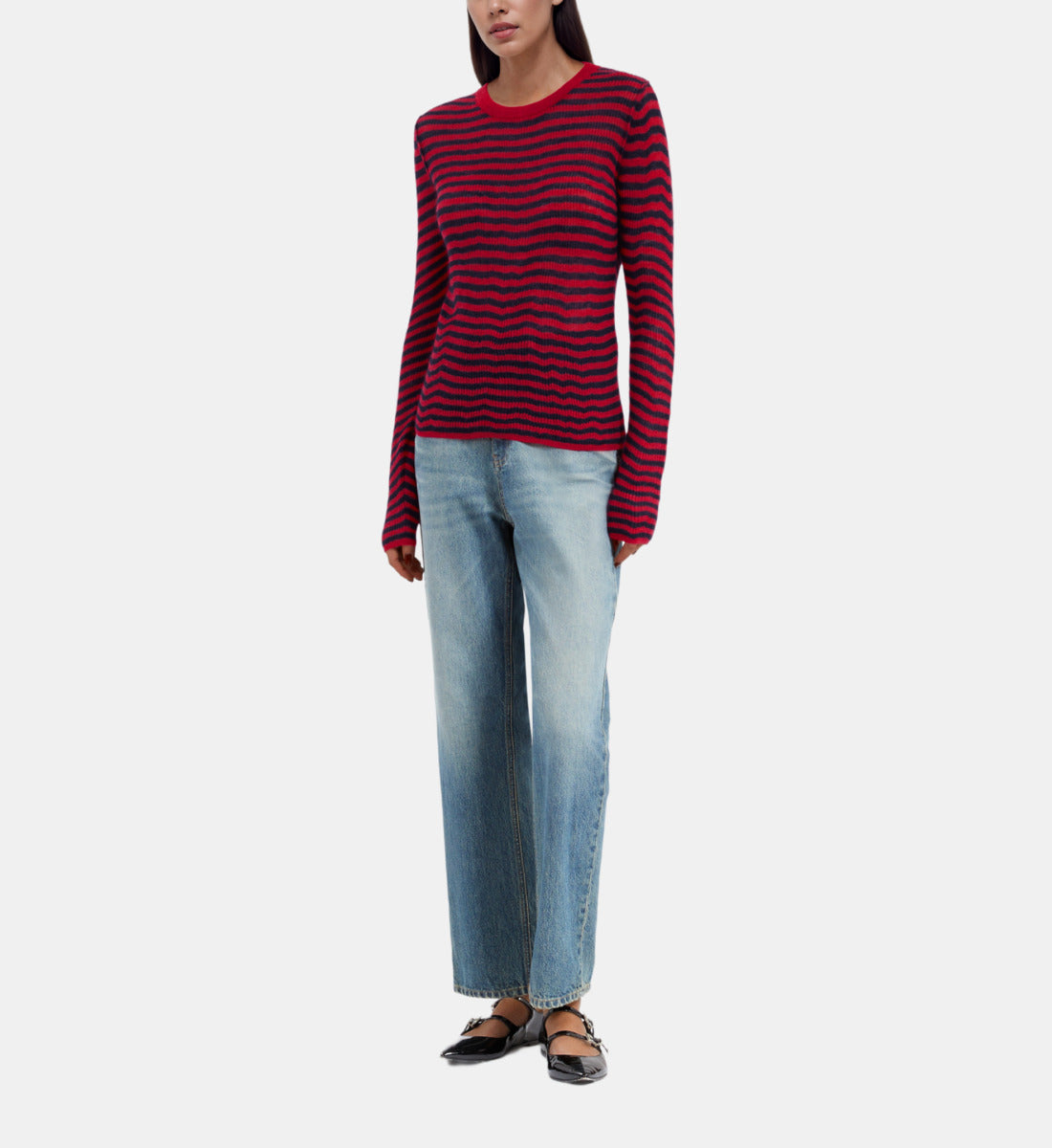 Striped Mohair Sweater | Women | Red x Blue