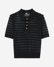 Mesh Polo T-Shirt | Women | Black