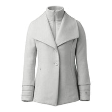 Frieda Coat With Bib In Wool | Stone Blue Heather