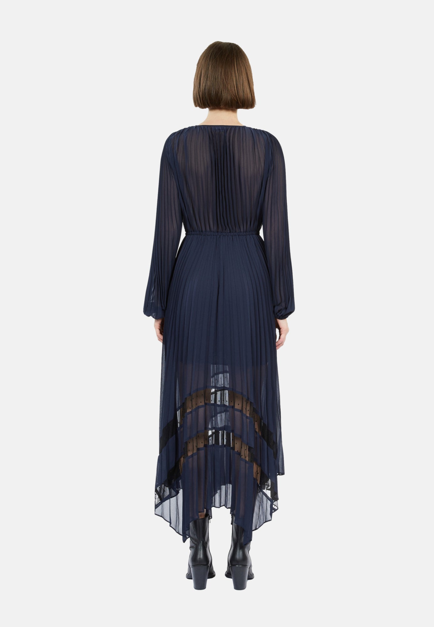 Long Blue Pleated Dress | Women | Navy