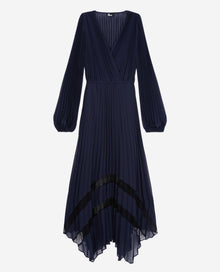 Long Blue Pleated Dress | Women | Navy