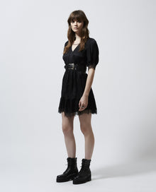 Jacquard Short-Sleeve Rock-Style Dress | Women | Black