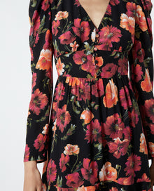 Short Floral Printed Silk Dress | Women | Multicolorlor