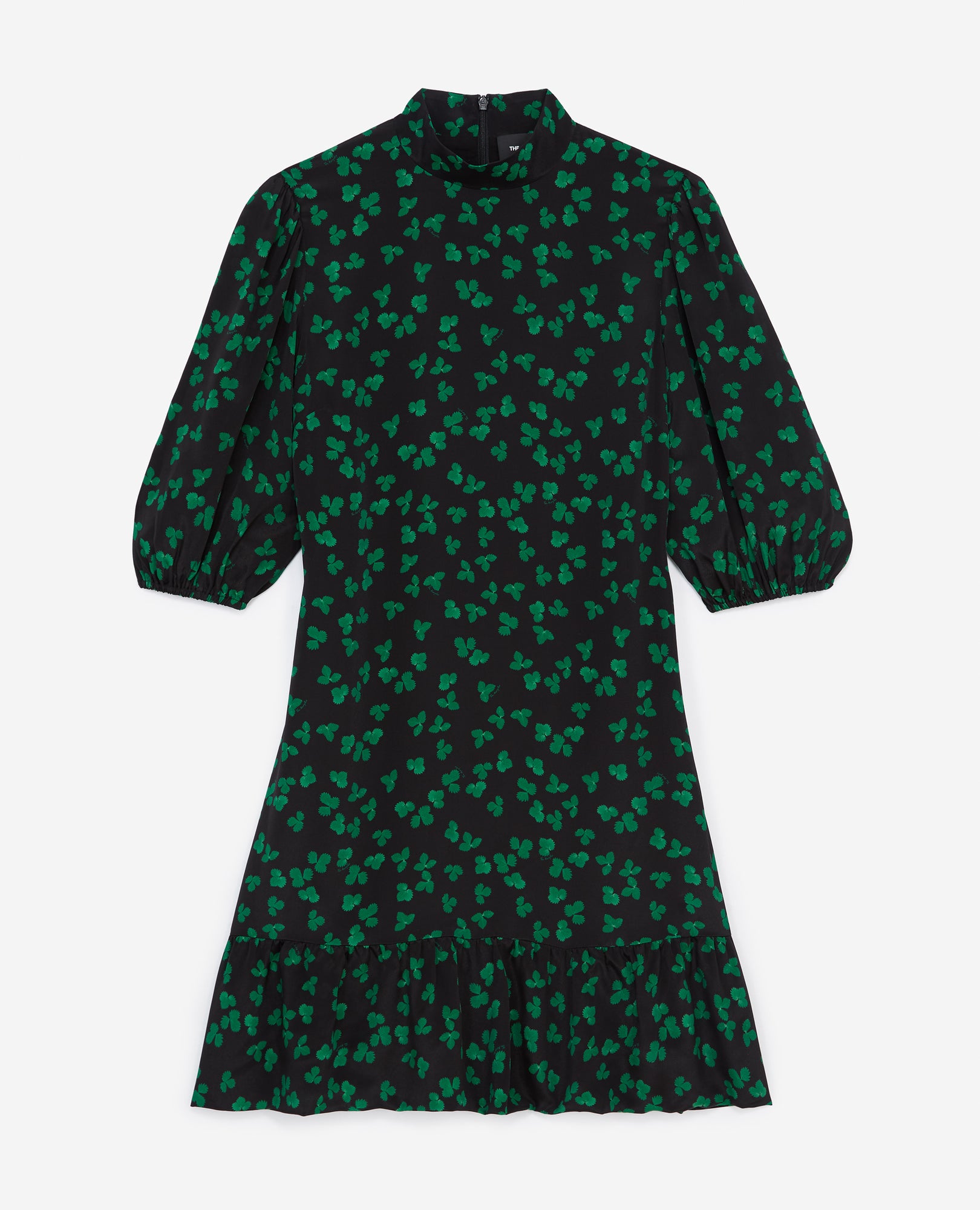 Short Dress Pattern & High Neck | Women | Black x Green