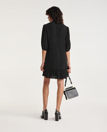 Short Dress With Frills And High Neck | Women | Black