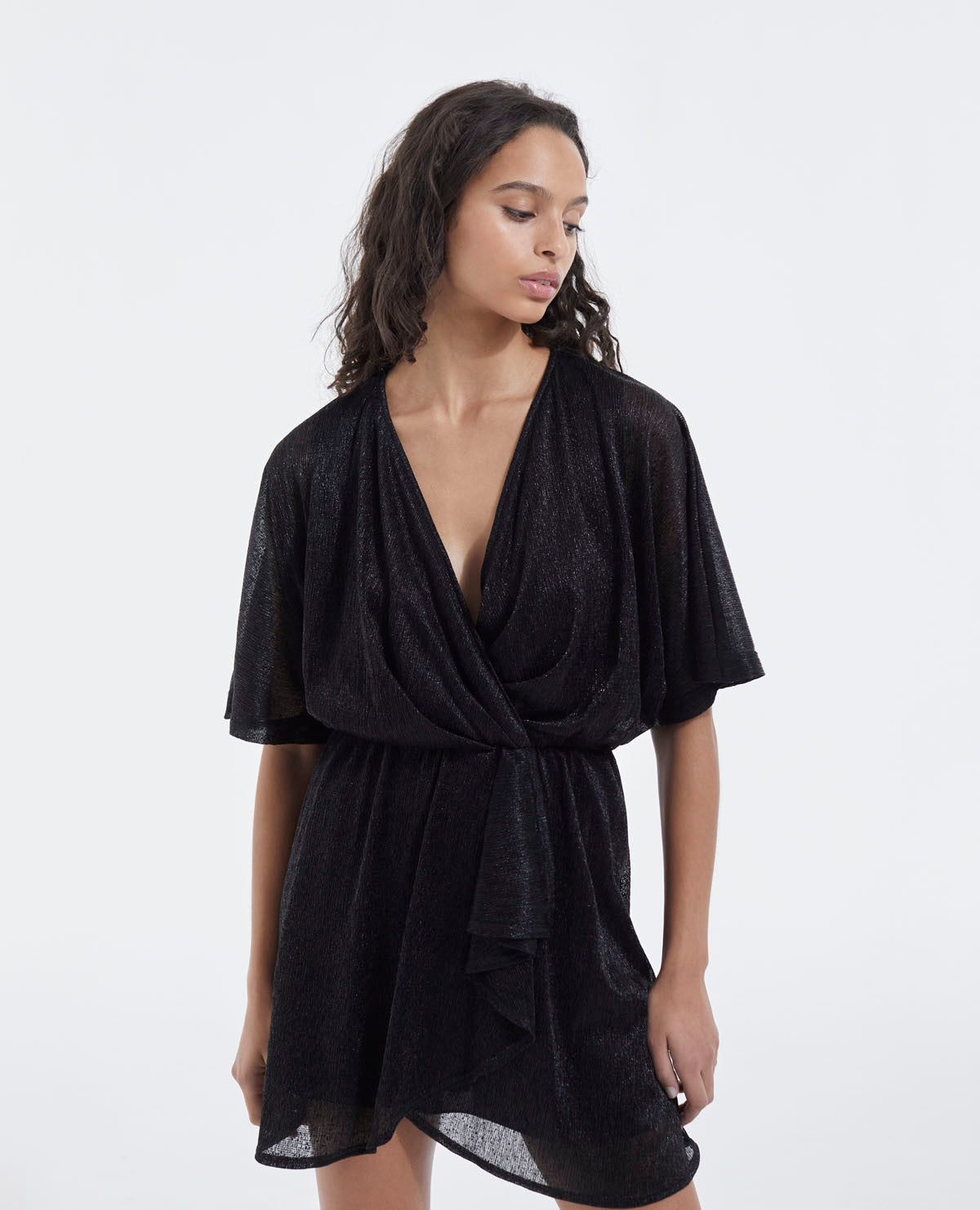 Wrap Dress With Draped Details | Women | Black