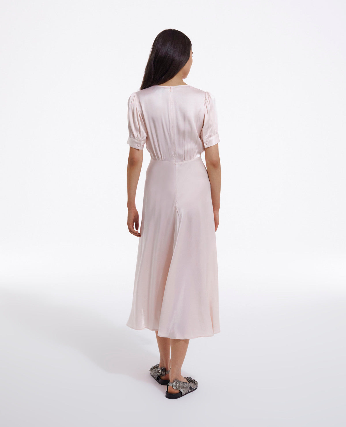 Long Short-Sleeved Dress | Women | Light Pink