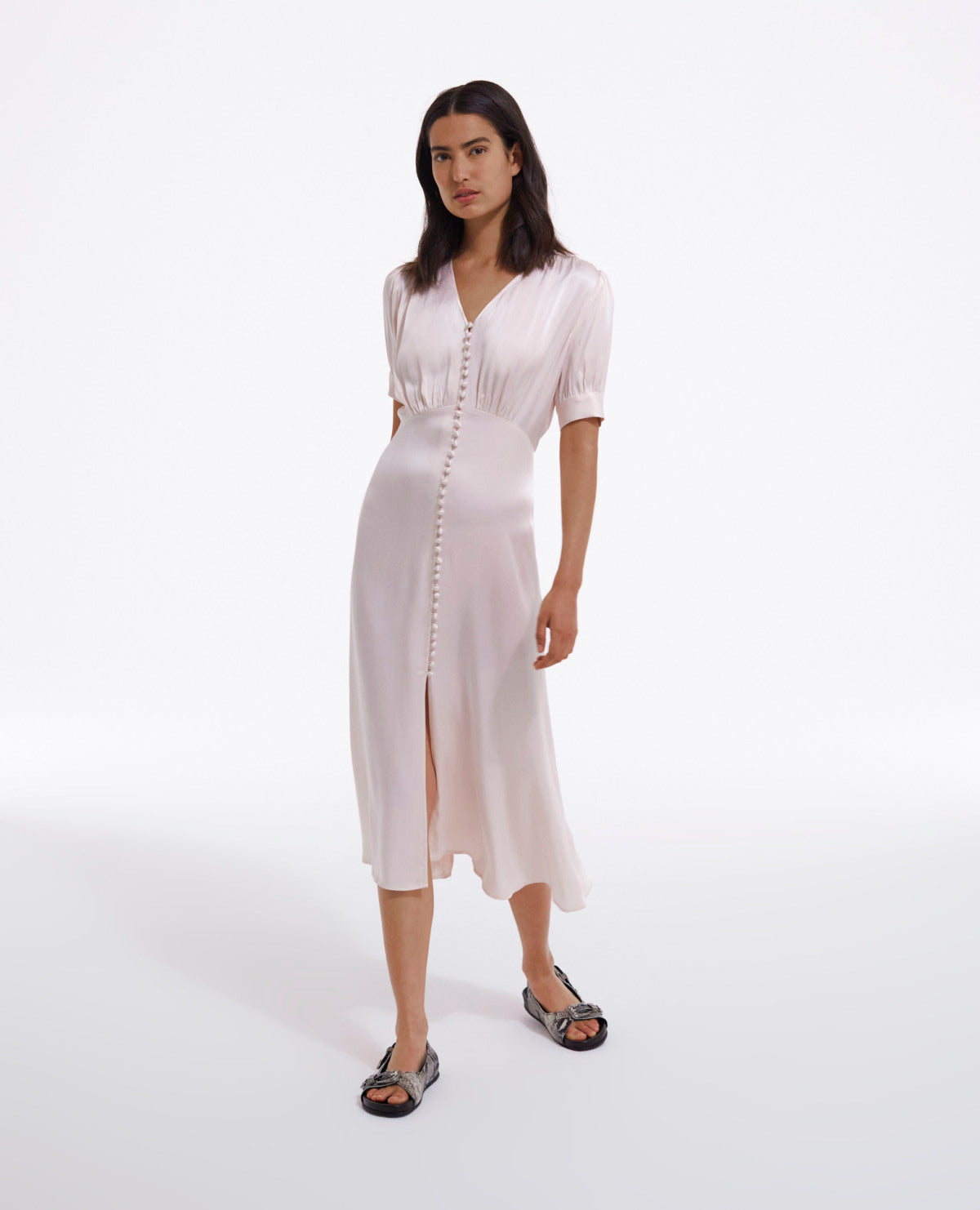 Long Short-Sleeved Dress | Women | Light Pink