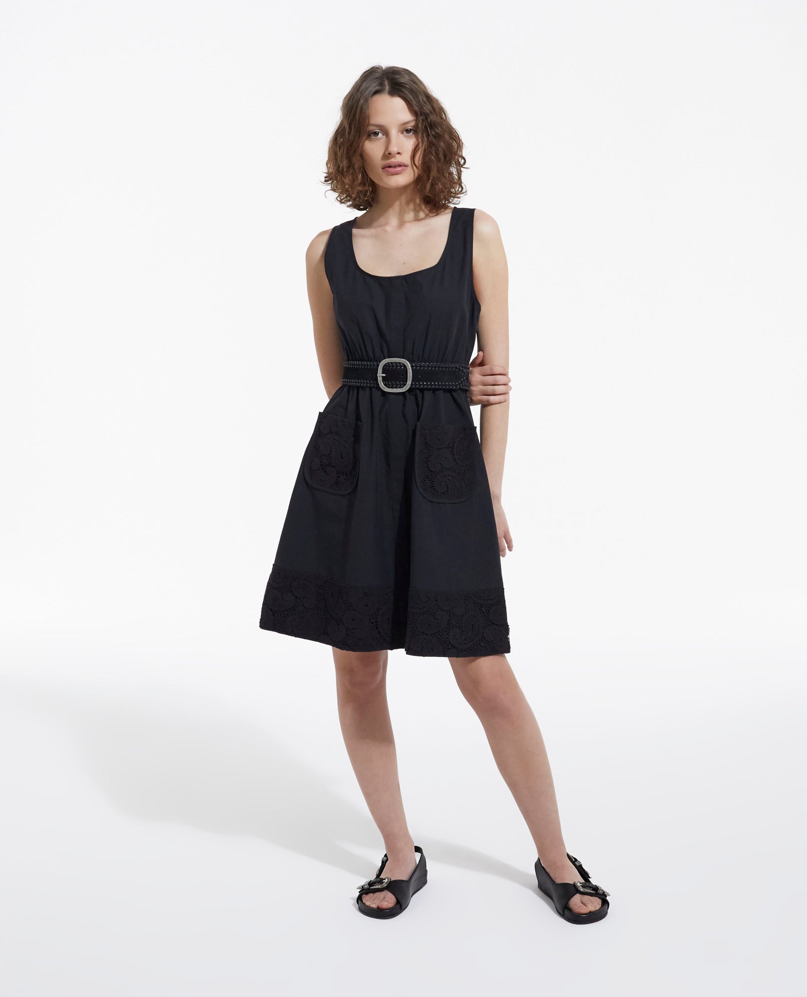 Sleeveless Short Dress With Pockets | Women | Black