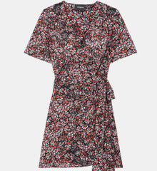 Short Floral Dress | Women | Black x Red