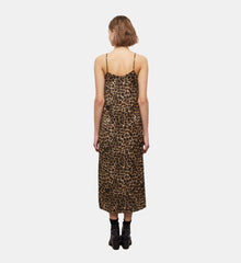 Long Print Silk Dress | Women | Leopard