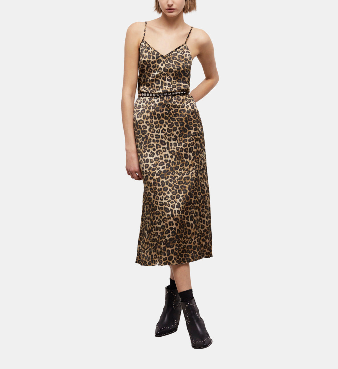 Long Print Silk Dress | Women | Leopard