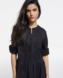 Long Embroidered Dress | Women | Black