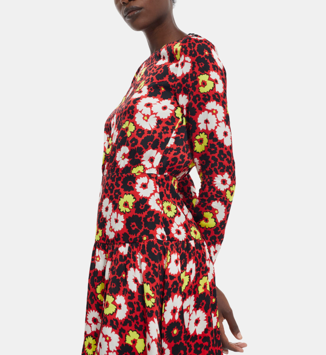 Floral Print Short Dress | Women | Red x Yellow