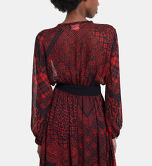 Long Printed Dress | Women | Red x Black