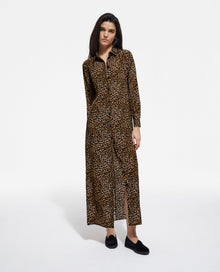 Long Print Silk Dress | Women | Leopard