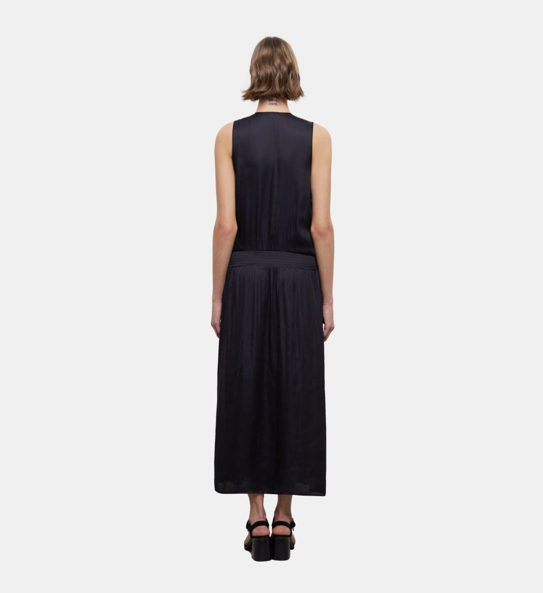 Long Satin Dress | Women | Black