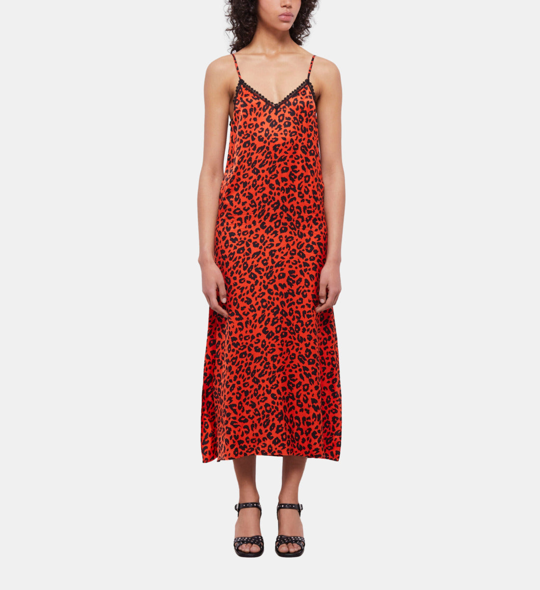 Long Leopard Print Babydoll Dress | Women | Orange x Black