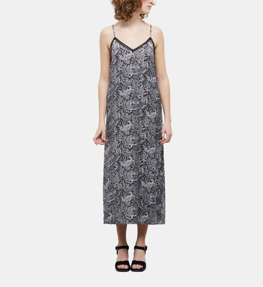 Printed Long Dress | Women | Black x White