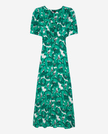 Long Printed Dress With Buttoning | Women | Green