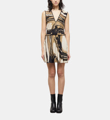 Short Printed Dress | Women | Beige x Brown