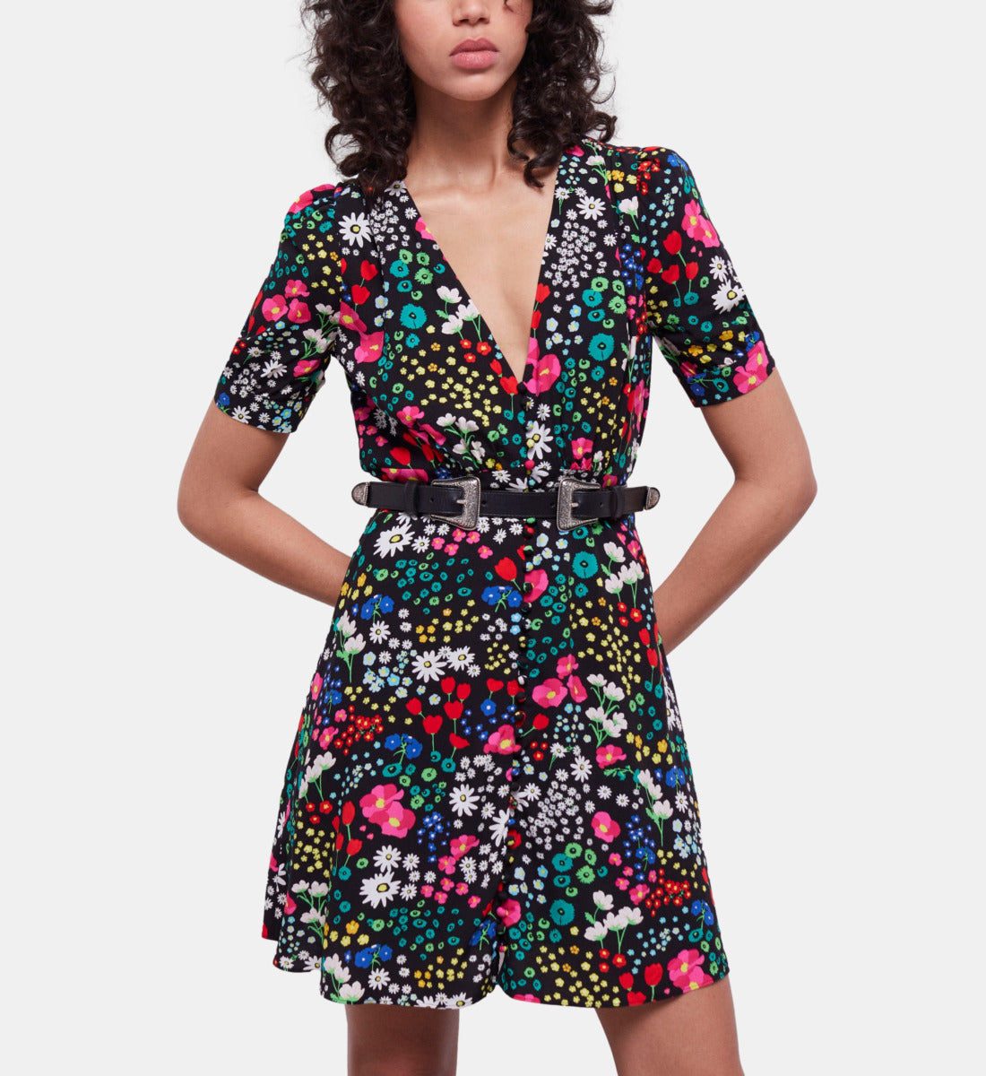 Short Printed Dress With Buttoning | Women | Multicolorlor