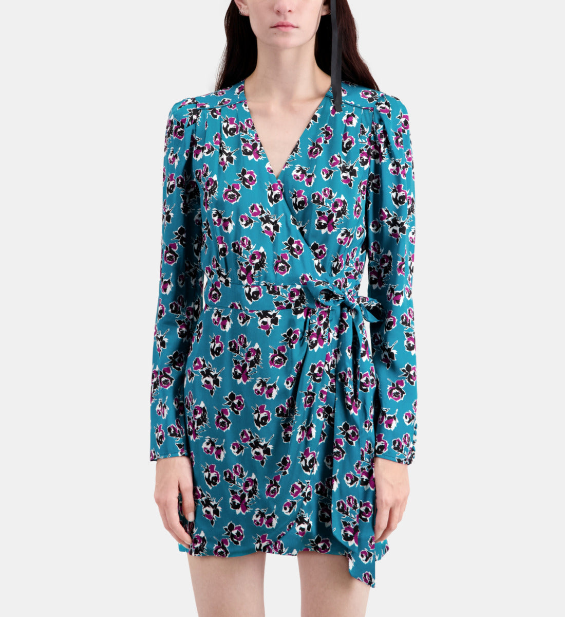 Short Printed Wrap Dress | Women | Pink x Blue