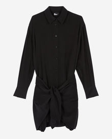 Short Shirt Dress With Bow | Women | Black