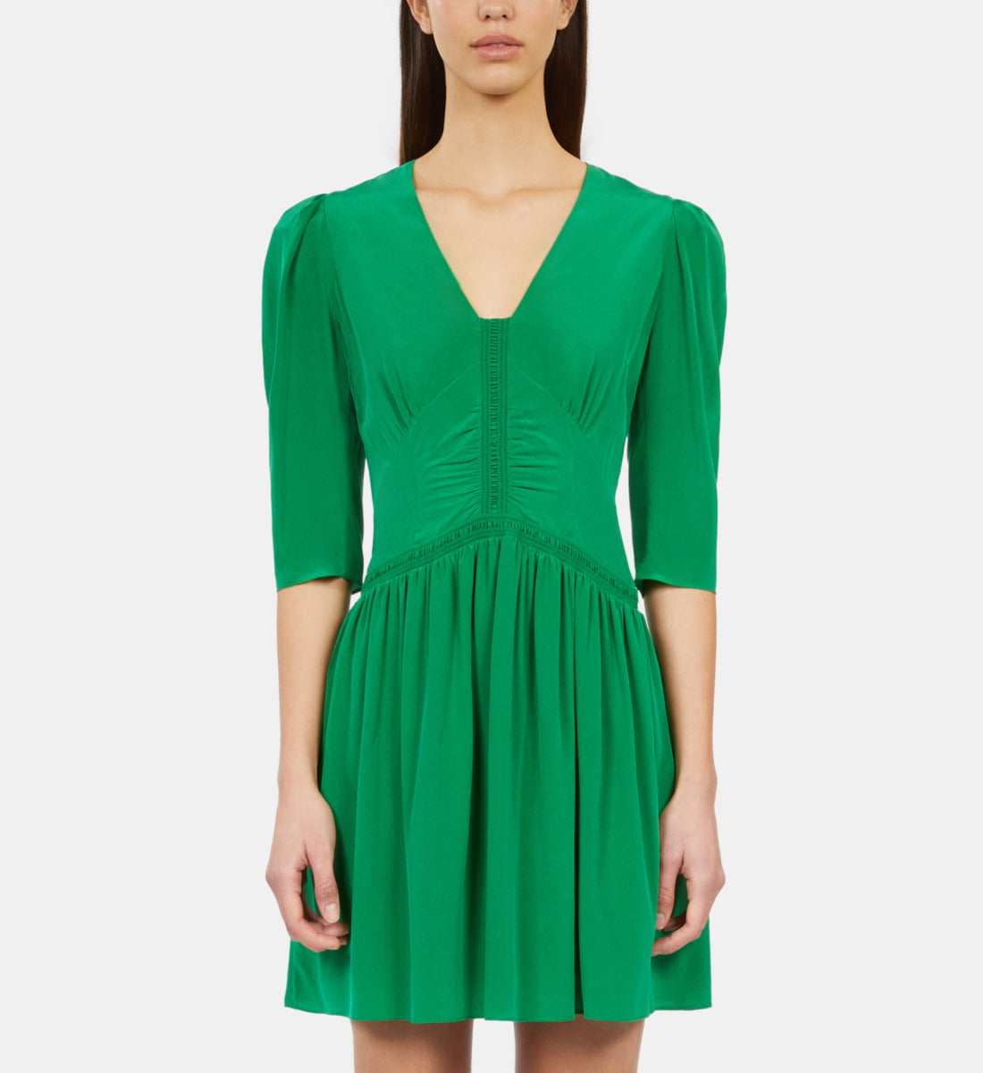 Short Dress With Shirring | Women | Green