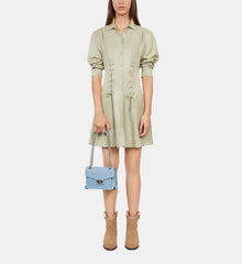 Short Light Green Dress With Lacing | Women | Khaki Grey