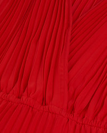 Pleated Long Dress | Women | Red