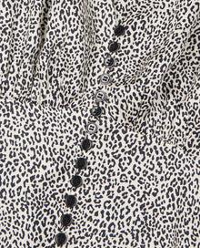 Ivory And Leopard Print Short Dress With Buttons | Women | Black x White