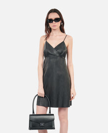 Short Leather Dress | Women | Black