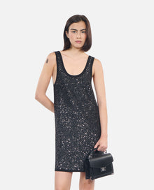 Sequin Knit Short Dress | Women | Black