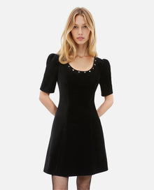 Short Velvet Dress | Women | Black