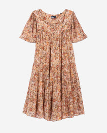 Floral Print Short Dress | Women | Camel x Brown