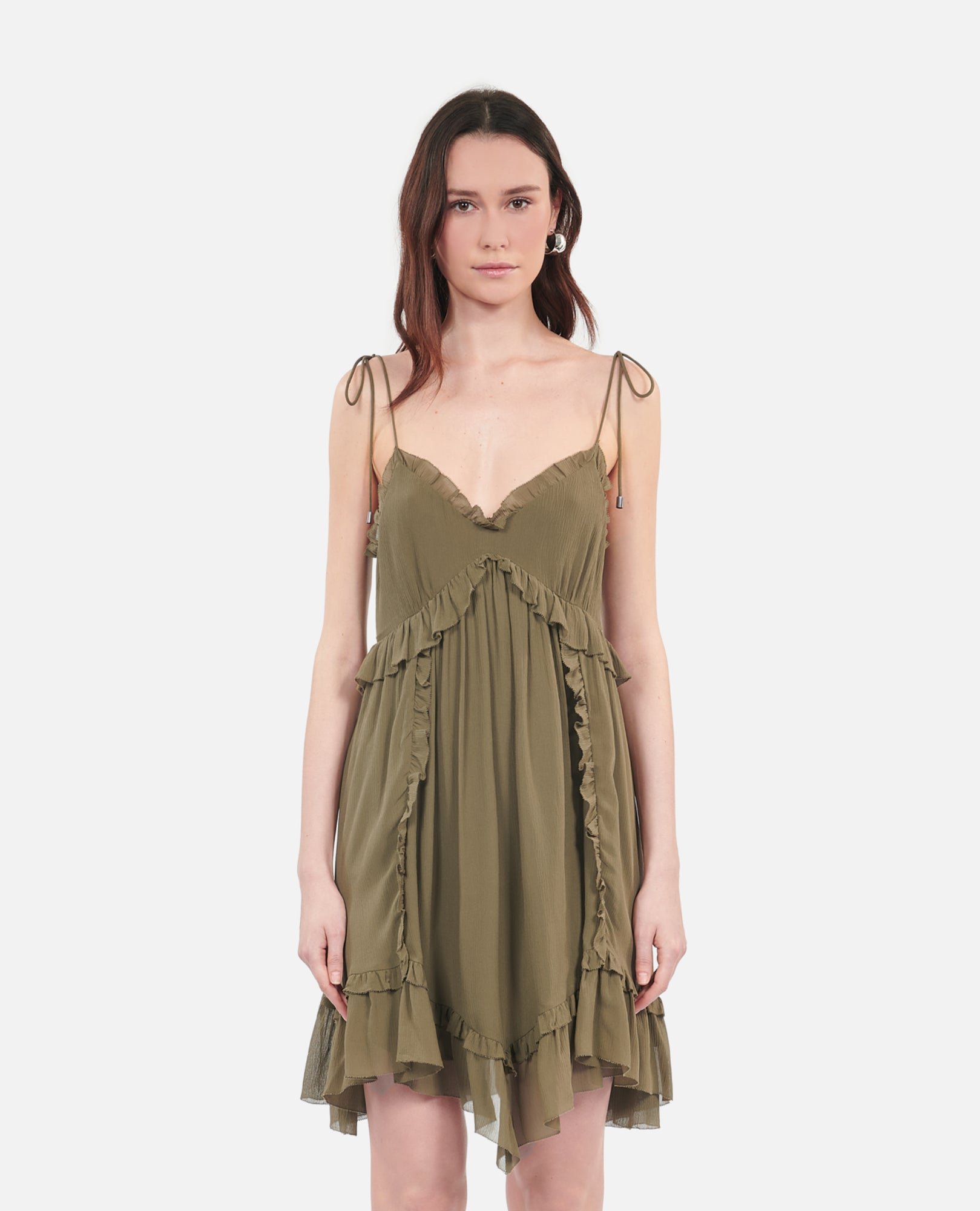 Short Silk Dress | Women | Khaki