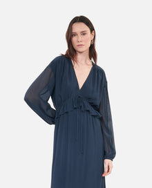 Long Silk Dress | Women | Navy Blue