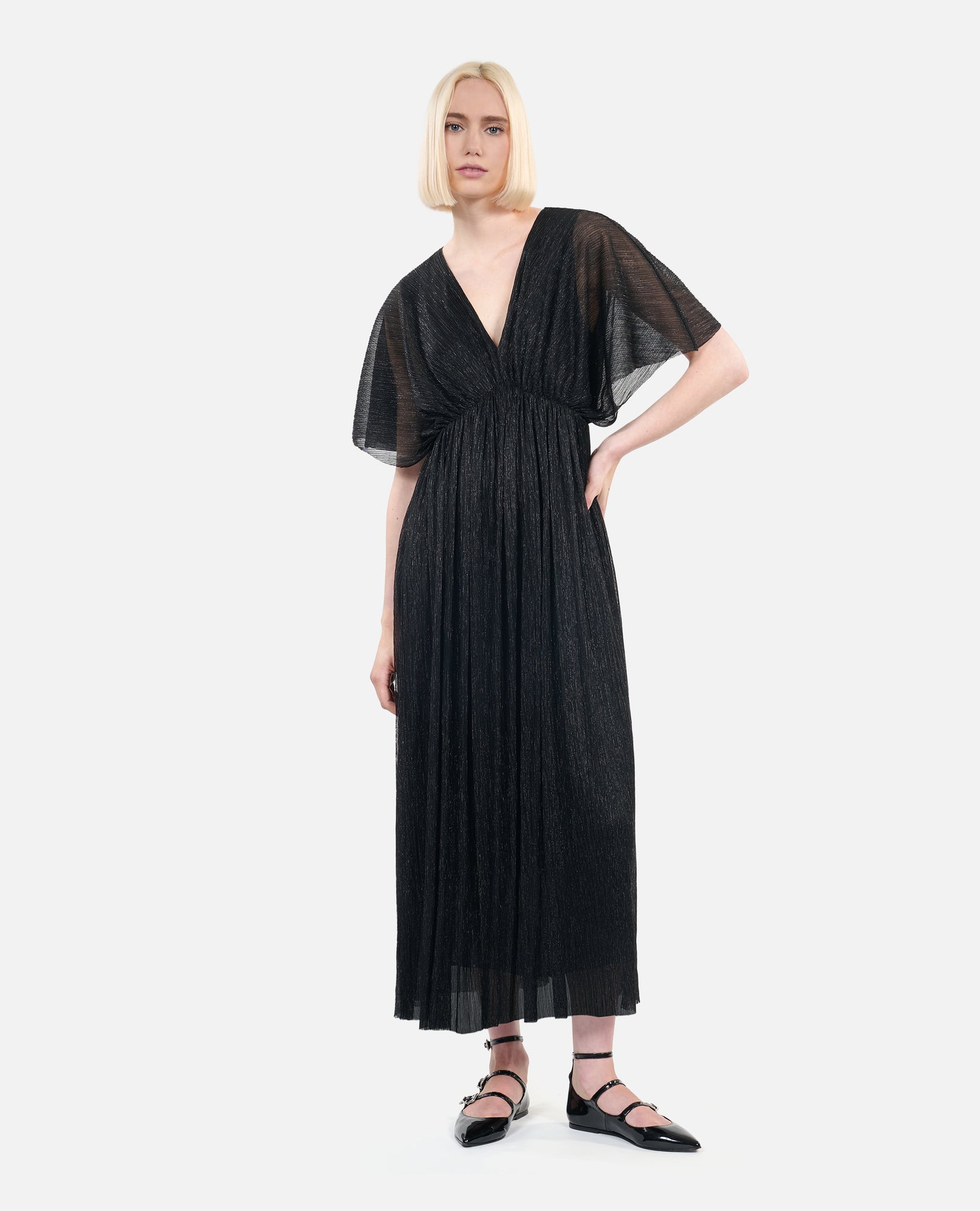 Metallic Jersey Long Dress | Women | Black