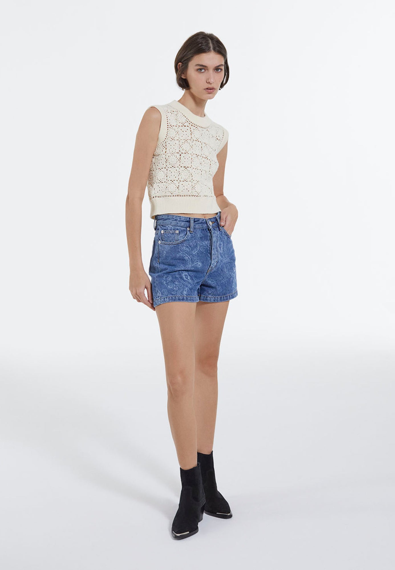 Cropped Shorts | Women | Blue Denim