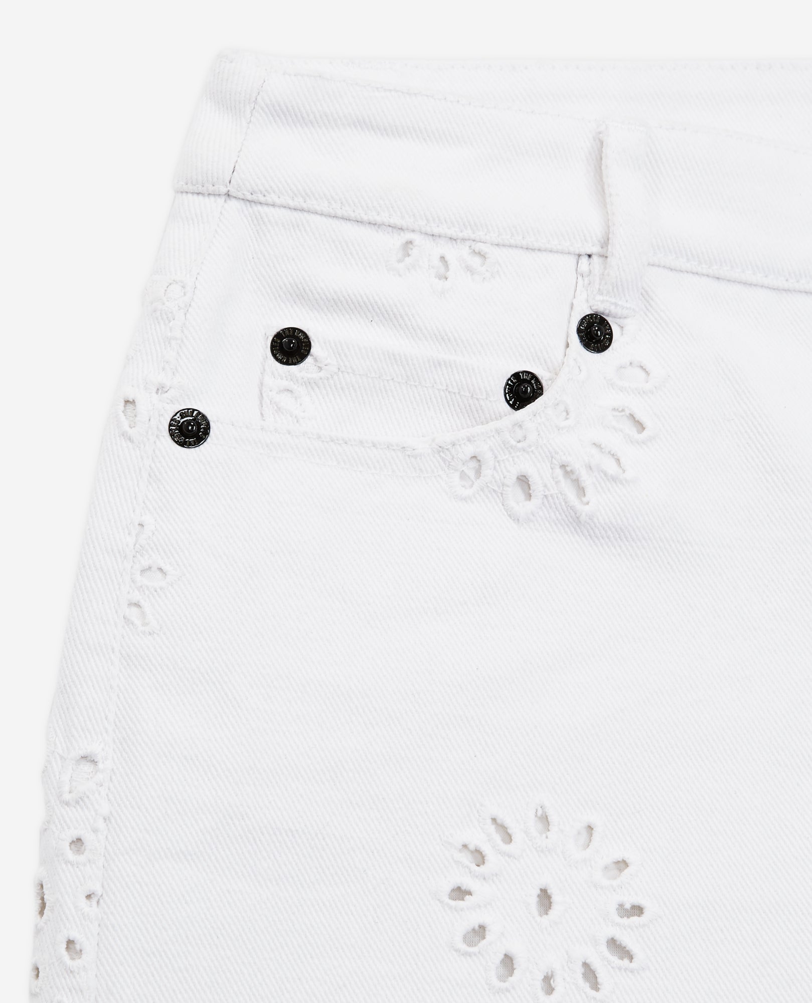 Denim Shorts With Broderie Anglaise | Women | White