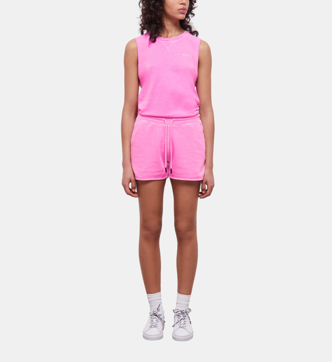 Fluorescent Fleece Shorts With Logo | Women | Fluo Pink