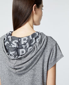 Short-Sleeved Sweatshirt With Logo Band | Women | Grey Melange